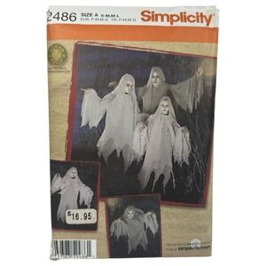 Simplicity 2486 Teen Adult Ghost Sz S M L‎ Uncut Cosplay Halloween Costume